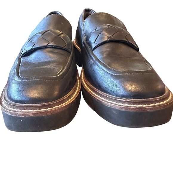 Nordstrom NOTORIE-LEA Black Leather Woven Platform Loafers Womens 10M Preppy - Picture 8 of 16